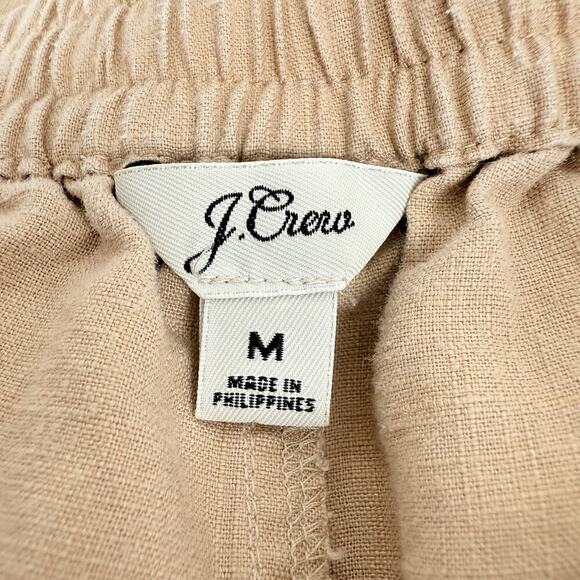 J.Crew Linen Blend Seaside Pants M‎ Almond Biscotti Tapered Drawstring Beach - Picture 9 of 16